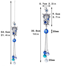 Load image into Gallery viewer, Owl with Evil Eyes Wall Hanging with Suncatcher Crystals - Wall Hanging