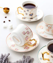 Load image into Gallery viewer, Peacock Motif Multicolor Evil Eye Cup and Saucer Sets - Home DecorPurple