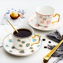 Load image into Gallery viewer, Peacock Motif Multicolor Evil Eye Cup and Saucer Sets - Home DecorPurple