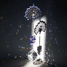 Load image into Gallery viewer, Peacock with Evil Eyes Wall Hanging with Single Large Transparent Suncatcher Crystal - Wall Hanging