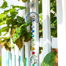 Load image into Gallery viewer, Peacock with Evil Eyes Wall Hanging with Suncatcher Crystals - Wall Hanging