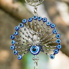 Load image into Gallery viewer, Peacock with Evil Eyes Wall Hanging with Suncatcher Crystals - Wall Hanging