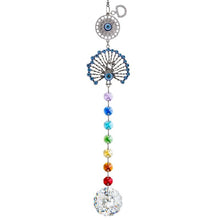 Load image into Gallery viewer, Peacock with Evil Eyes Wall Hanging with Suncatcher Crystals - Wall Hanging