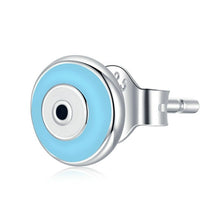 Load image into Gallery viewer, Pink Evil Eye Earrings (925 Sterling Silver - Stud Earrings) - EarringsLight Blue