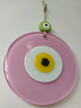 Load image into Gallery viewer, Pink Evil Eye Wall Hangings - Wall HangingBright Pink with Blue