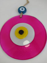 Load image into Gallery viewer, Pink Evil Eye Wall Hangings - Wall HangingBright Pink with Blue