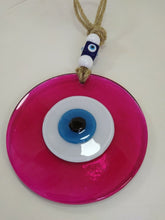 Load image into Gallery viewer, Pink Evil Eye Wall Hangings - Wall HangingBright Pink with Blue