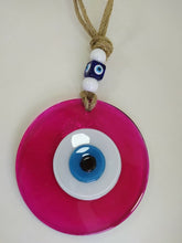 Load image into Gallery viewer, Pink Evil Eye Wall Hangings - Wall HangingBright Pink with Blue