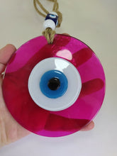 Load image into Gallery viewer, Pink Evil Eye Wall Hangings - Wall HangingBright Pink with Blue
