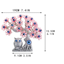 Load image into Gallery viewer, Pink Flowers and Silver Owl Evil Eye Desktop Ornament - Ornament