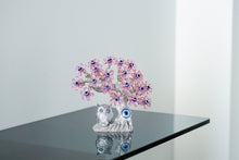 Load image into Gallery viewer, Pink Flowers and Silver Owl Evil Eye Desktop Ornament - Ornament