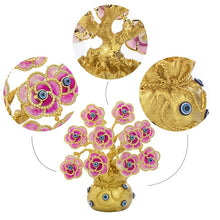 Load image into Gallery viewer, Pink Flowers with Evil Eyes in Feng Shui Money Bag Desktop Ornament - Ornament