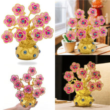 Load image into Gallery viewer, Pink Flowers with Evil Eyes in Feng Shui Money Bag Desktop Ornament - Ornament