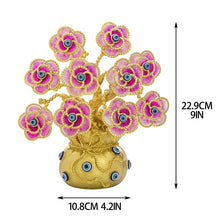 Load image into Gallery viewer, Pink Flowers with Evil Eyes in Feng Shui Money Bag Desktop Ornament - Ornament