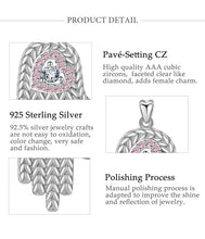 Load image into Gallery viewer, Pink Heart Hamsa Hand Silver Pendant and Necklace - NecklacePendant and Necklace