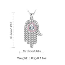 Load image into Gallery viewer, Pink Heart Hamsa Hand Silver Pendant and Necklace - NecklacePendant and Necklace