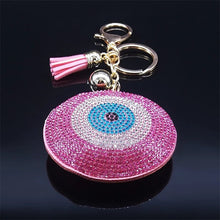 Load image into Gallery viewer, Pink Stone Evil Eye Keychains - KeychainEye Shaped Pink Evil Eye