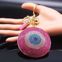 Load image into Gallery viewer, Pink Stone Evil Eye Keychains - KeychainEye Shaped Pink Evil Eye