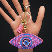 Load image into Gallery viewer, Pink Stone Eye Shaped Evil Eye Keychain - Keychain