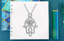 Load image into Gallery viewer, Pink Stone Hamsa Hand Silver Pendant and Necklace - NecklacePendant and Chain