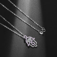 Load image into Gallery viewer, Pink Stone Hamsa Hand Silver Pendant and Necklace - NecklacePendant and Chain