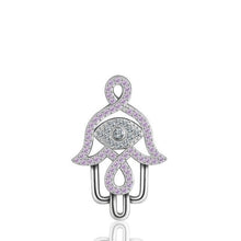 Load image into Gallery viewer, Pink Stone Hamsa Hand Silver Pendant and Necklace - NecklaceOnly Pendant