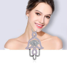 Load image into Gallery viewer, Pink Stone Hamsa Hand Silver Pendant and Necklace - NecklacePendant and Chain