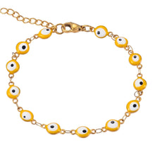 Load image into Gallery viewer, Protective Black Evil Eye Bracelet (Stainless Steel) - BraceletYellowWidth 6mm16 cm or 6.3” inches