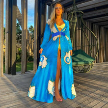 Load image into Gallery viewer, Protective Blue Hamsa Hand Swimsuit Cover Up - Unique Design with Evil Eye - Accessories