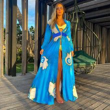 Load image into Gallery viewer, Protective Blue Hamsa Hand Swimsuit Cover Up - Unique Design with Evil Eye - Accessories