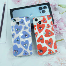 Load image into Gallery viewer, Protective Dark Blue Evil Eye iPhone Case with Hearts - AccessoriesLight GreenFor iphone 6 6s