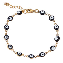 Load image into Gallery viewer, Protective Dark Green Evil Eye Bracelet (Stainless Steel) - BraceletBlackWidth 4mm16 cm or 6.3” inches