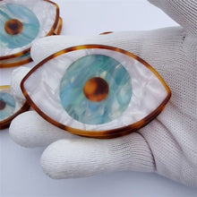Load image into Gallery viewer, Protective Evil Eye Decorative Hair Clips - Hair ClipHair Clip - LargeLight Blue Evil Eye with Brown Amber Design