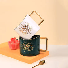 Load image into Gallery viewer, Protective Evil Eye Large Porcelain Mugs - MugDark Blue