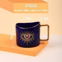 Load image into Gallery viewer, Protective Evil Eye Large Porcelain Mugs - MugDark Blue
