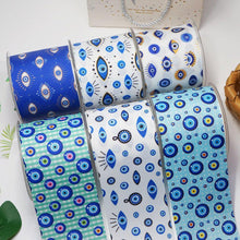 Load image into Gallery viewer, Protective Evil Eye Ribbons - 6 Designs - Ribbon59955Small - Satin Fabric