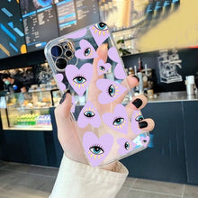 Load image into Gallery viewer, Protective Light Blue Evil Eye iPhone Case with Hearts - AccessoriesPurpleFor iphone 6 6s