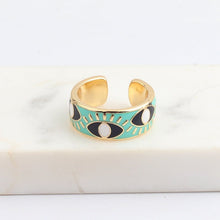 Load image into Gallery viewer, Protective Light Blue Evil Eye Ring (Gold Plated) - RingGreenGold Plated