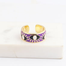 Load image into Gallery viewer, Protective Pink with White Eyes Evil Eye Ring (Gold Plated) - RingPurpleGold Plated