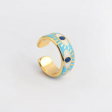 Load image into Gallery viewer, Protective Pink with White Eyes Evil Eye Ring (Gold Plated) - RingTurquoiseGold Plated