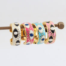 Load image into Gallery viewer, Protective Pink with White Eyes Evil Eye Ring (Gold Plated) - RingOrangeGold Plated