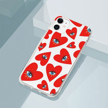Load image into Gallery viewer, Protective Red Evil Eye iPhone Case with Hearts - AccessoriesRed with White BackgroundFor iphone 6 6s