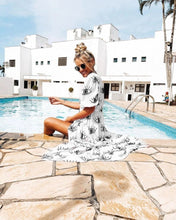 Load image into Gallery viewer, Protective White Evil Eye Swimsuit Cover Up - Four Unique Designs - AccessoriesLarge Evil Eyes - Black and White