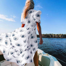 Load image into Gallery viewer, Protective White Evil Eye Swimsuit Cover Up - Four Unique Designs - AccessoriesLarge Evil Eyes - Black and White