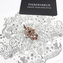 Load image into Gallery viewer, Purple and White Stone Hamsa Hand Silver Pendant - Pendant