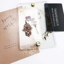 Load image into Gallery viewer, Purple and White Stone Hamsa Hand Silver Pendant - Pendant