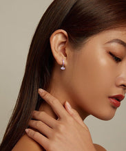 Load image into Gallery viewer, Purple Evil Eye Silver Hoop Earrings - Earrings