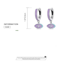Load image into Gallery viewer, Purple Evil Eye Silver Hoop Earrings - Earrings