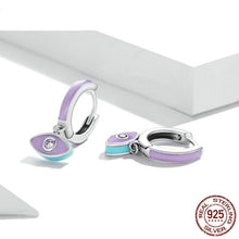 Load image into Gallery viewer, Purple Evil Eye Silver Hoop Earrings - Earrings