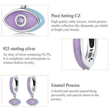 Load image into Gallery viewer, Purple Evil Eye Silver Hoop Earrings - Earrings
